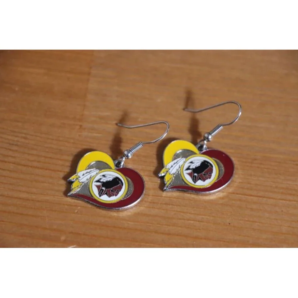 Vintage Washington Redskins Swirl Heart Dangle Earrings NFL